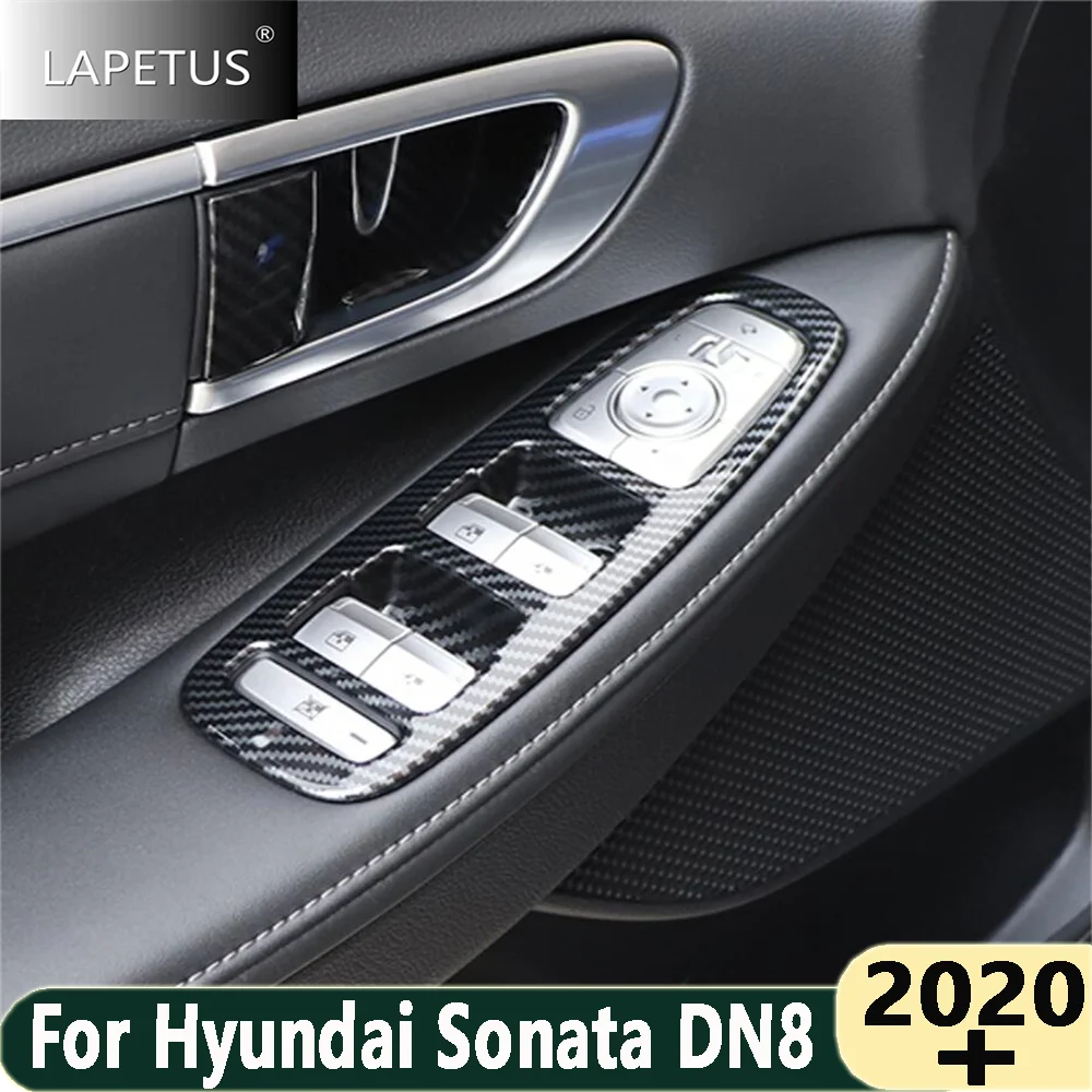 

Углеродное волокно, подлокотник двери автомобиля, стекло, кнопка подъема окна, переключатель панели управления, накладка для Hyundai Sonata DN8 2020-2023