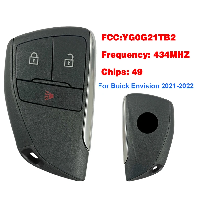 

CN013009 OEM Remote Key For Buick Envision 2021-2022 Smart Remote Control Keyless GO 2+1 Button FCC: YG0G21TB2 434MHZ ID49 Chip