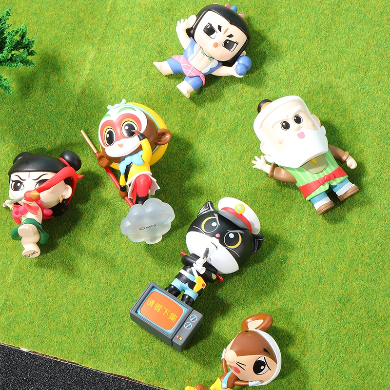 Shangmei animación oficial china Sun Wukong Nezha gato negro policía calabaza hermanos un solo oído abuelo modelo de figura de acción