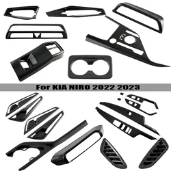 For KIA NIRO 2022 - 2024 2025 ABS Carbon Fiber Center Console Gear Armrest Box Panel Cover Trim Decoration Stickers Accessories
