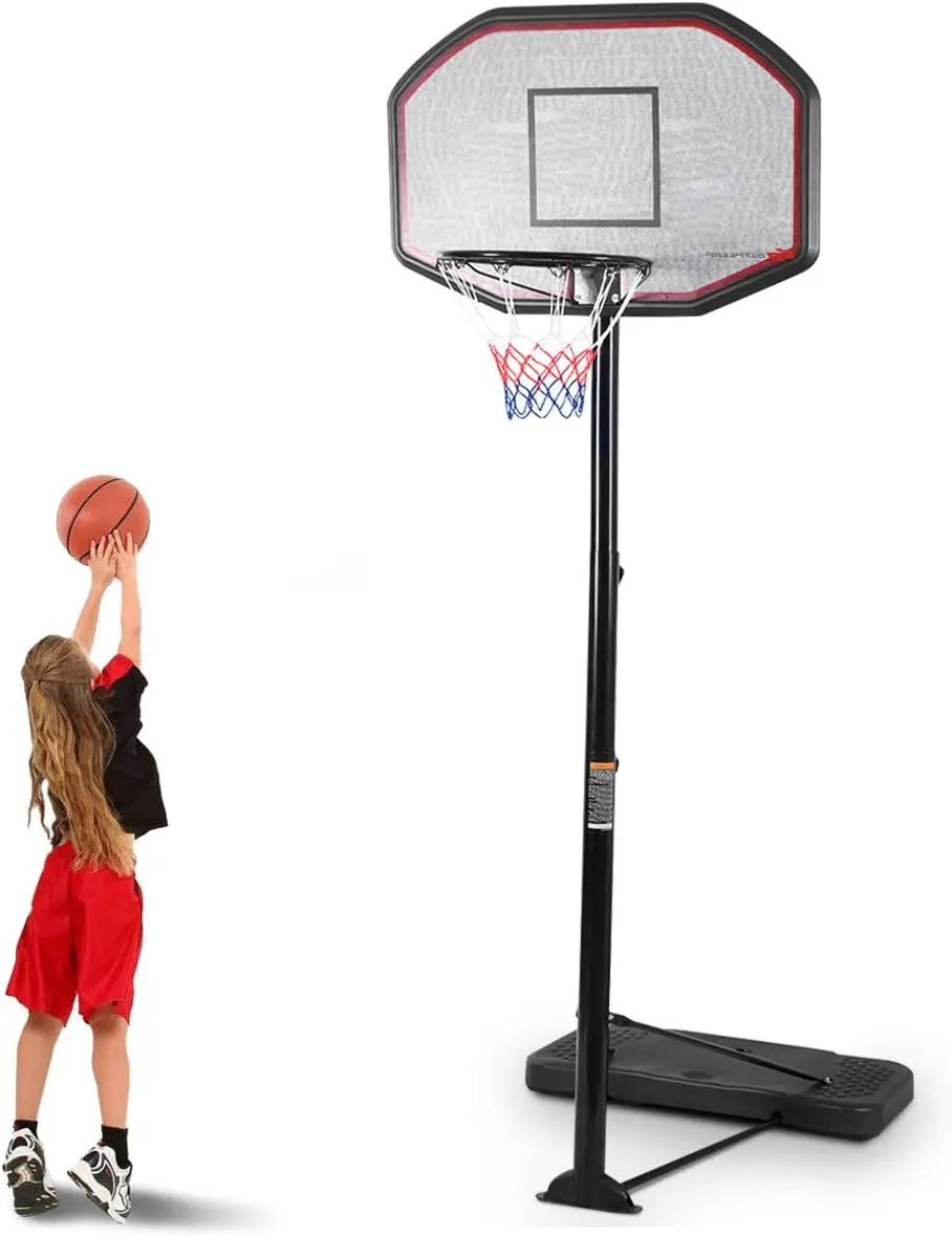 

Portable Basketball Hoop Stand, Adjustable 6.5-10 ft, 43Inch Backboard, Indoor Outdoor Use