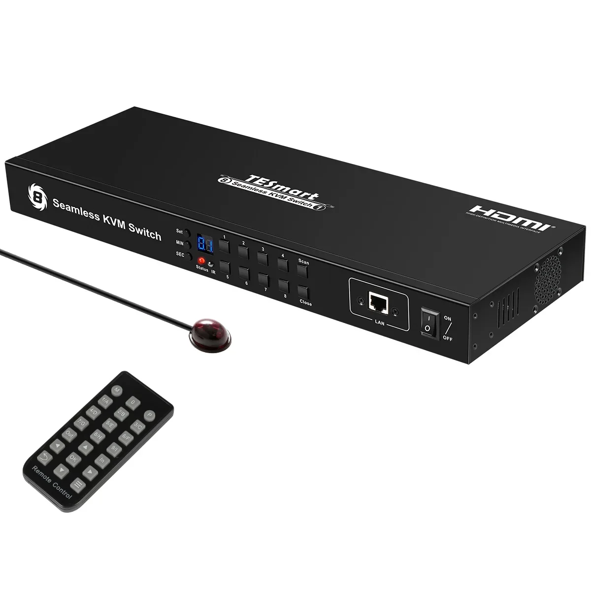 Interruptor Kvm sem costura IR 8X1 mais vendido com switcher PIP EDID 4k @ 30hz USB2.0 Hdmi Kvm Switch