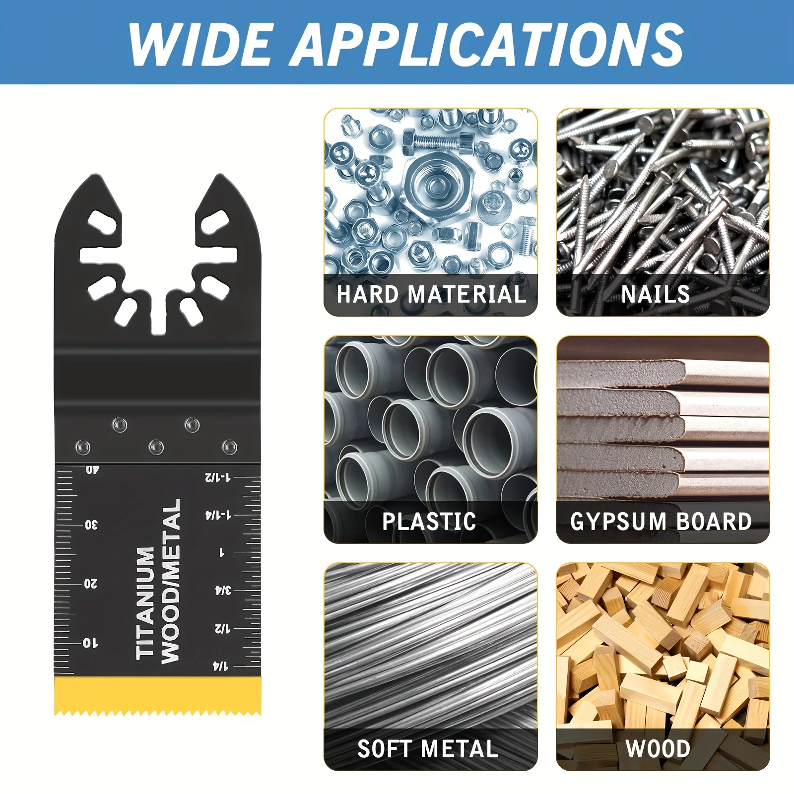 8/18pcs Titanium Oscillating Multitool Blades,Metal Cutting For Nails Wood Plastic And Hard Material Oscillating Tool Blades Kit