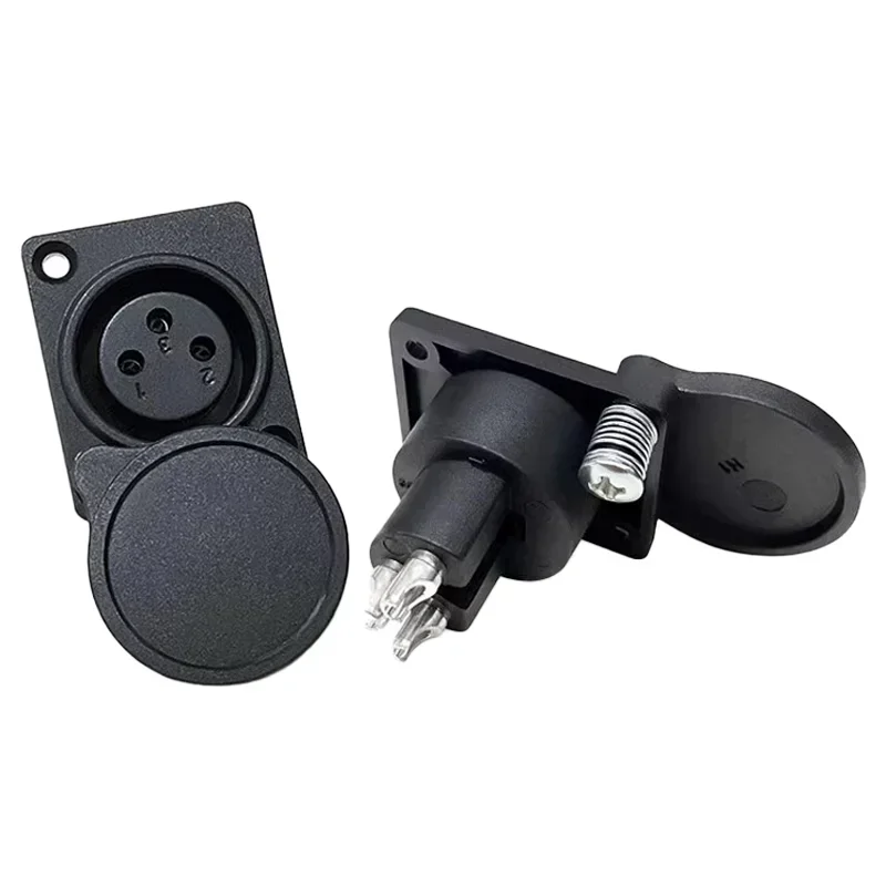 5/20Pcs 3 Pin Audio Video XLR Connector XLR Panel Mount Female Socket with Protecting Cover Cap