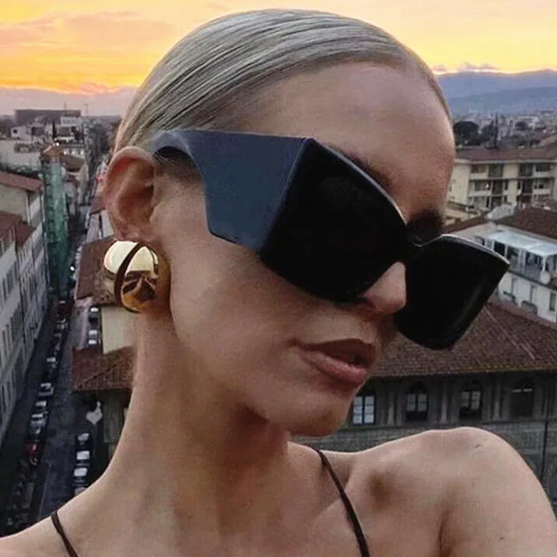 Big Frame Cat Eye Butterfly Sunglasses Women Vintage Trendy Sun Glasses Punk Oversized Luxury Brand Designer Sexy Wide Leg Shade