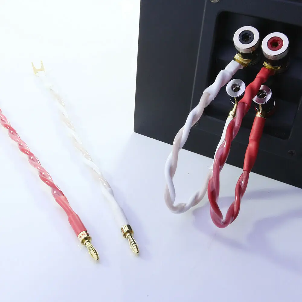 4pcs Speaker Bridge/Jumper Audio Cable, Canare 4S12F (2.8mm²x4), Banana to Spade(Y) Terminals