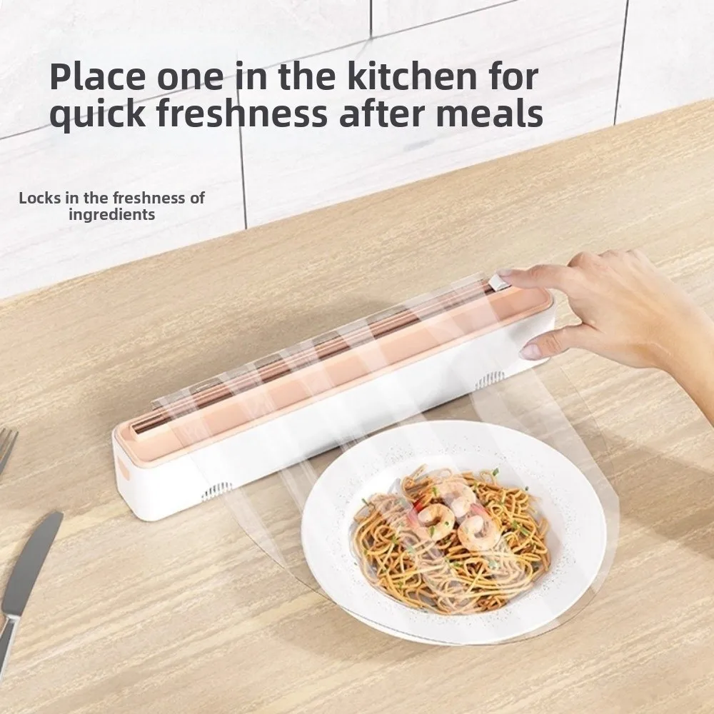 Sliding Magnetic Suction Plastic Wrap Cutter Wall Mounted Space Saving Food Film Dispenser Simple Operation