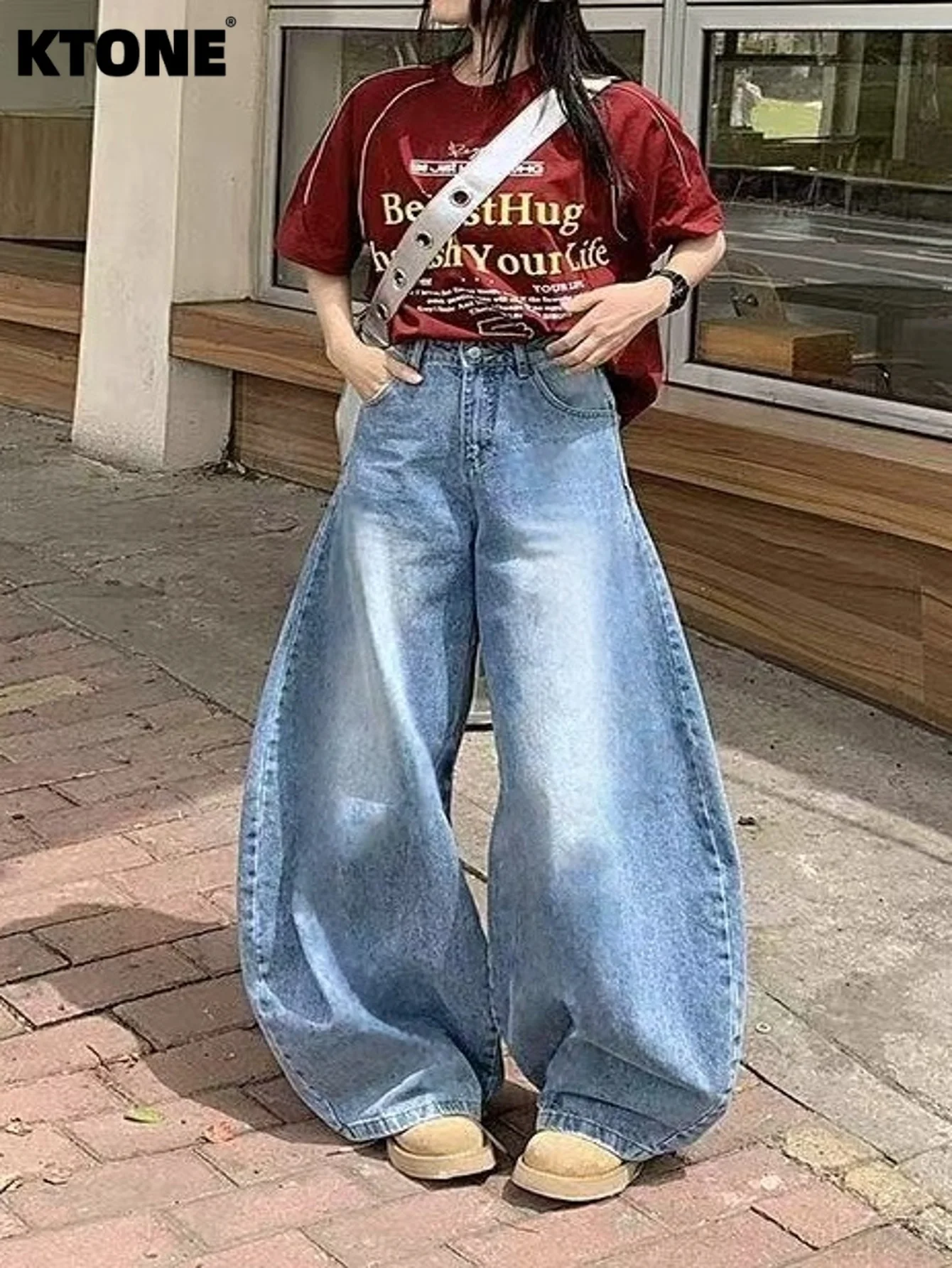 

Men's Loose Blue Jeans For Man Daily Drip Original Style Relaxed Pants No accessories or belts included