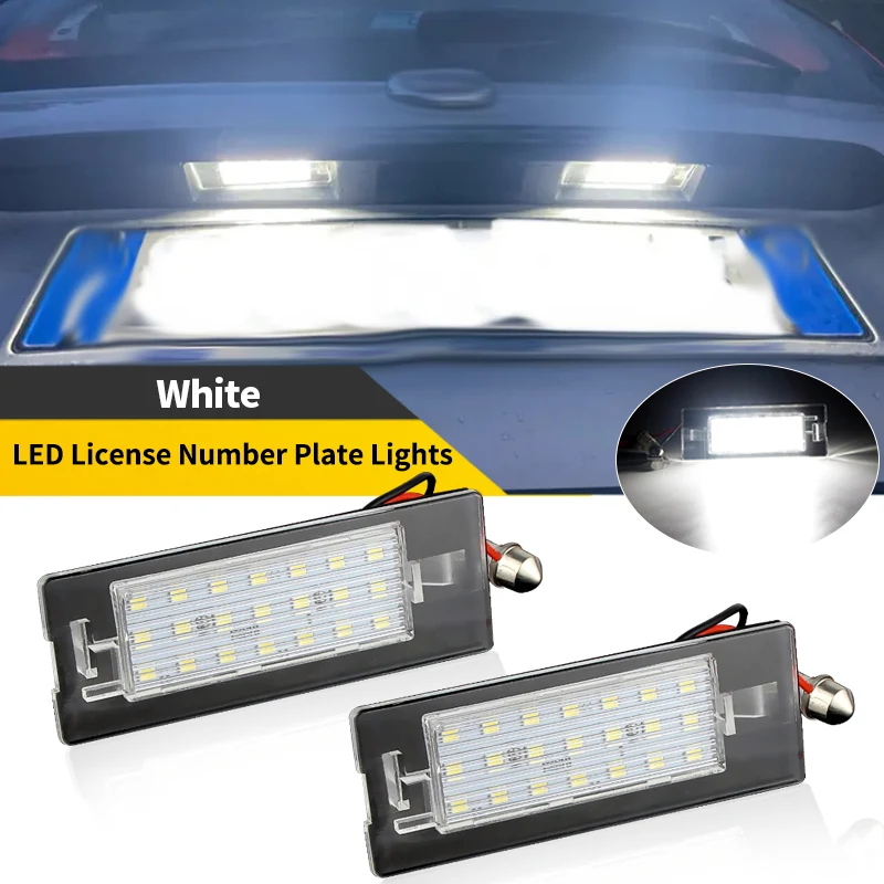 2PCS White Canbus LED Number License Plate Light For Fiat Panda Type 169 312 319 Number Backlight Lamp OEM# 71734797, 71771501