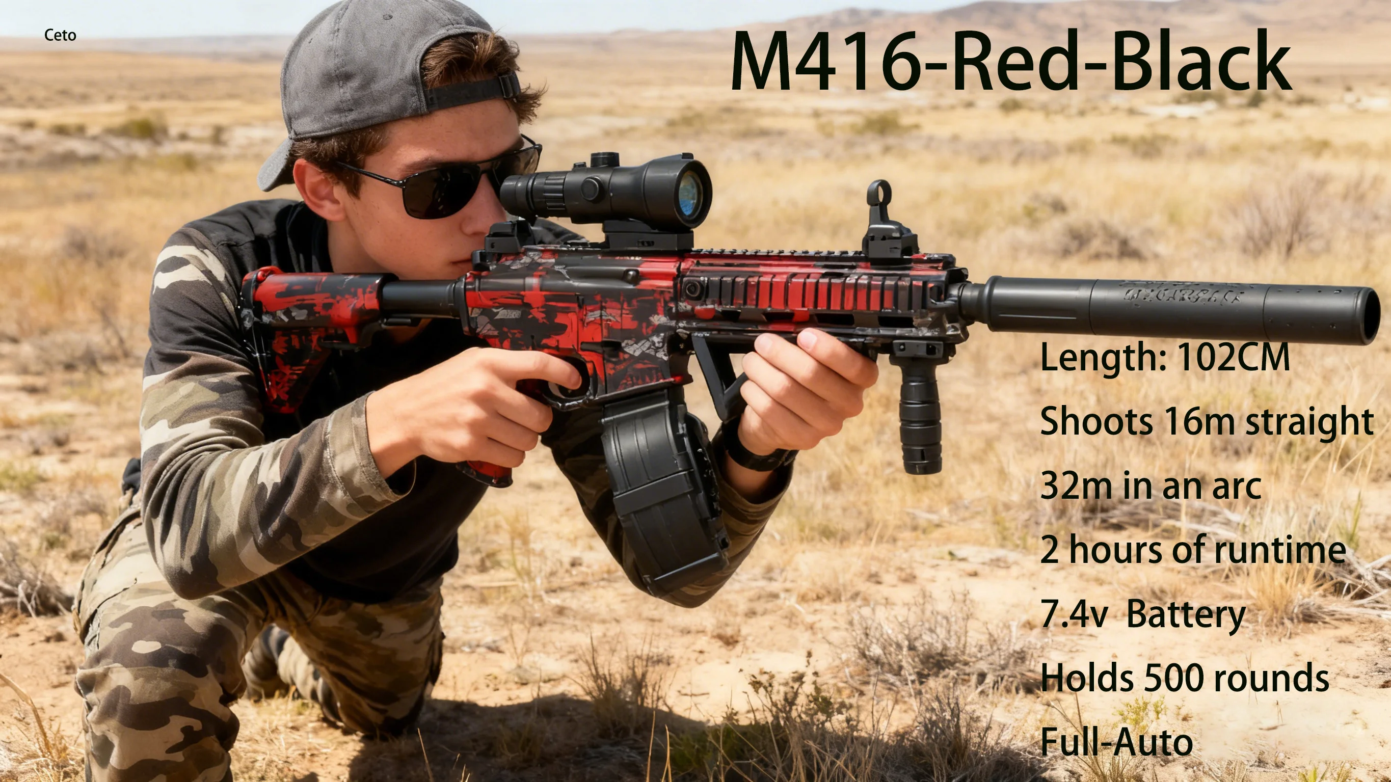 هدية عيد الميلاد التلقائي M416 جل الكرة الناسف 500 جولة طبل 18 متر المدى للبالغين والمراهقين #6