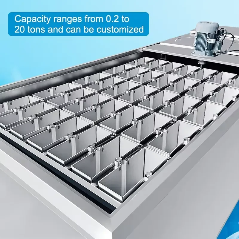 2T Stainless Steel Industrial Ice Block Maker with Motor 35kg 15 Molds Machine for Fish Market