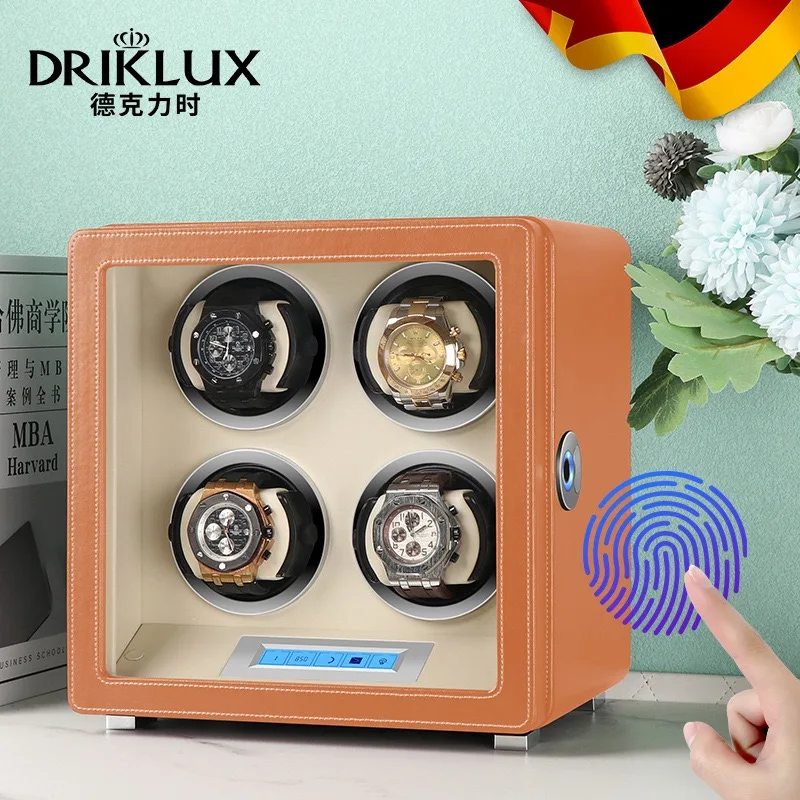 Horloge Automatische Horloge Shaker Duitse Kwaliteit Draaitafel Horloge Lederen Vingerafdruk Slot Opbergdoos