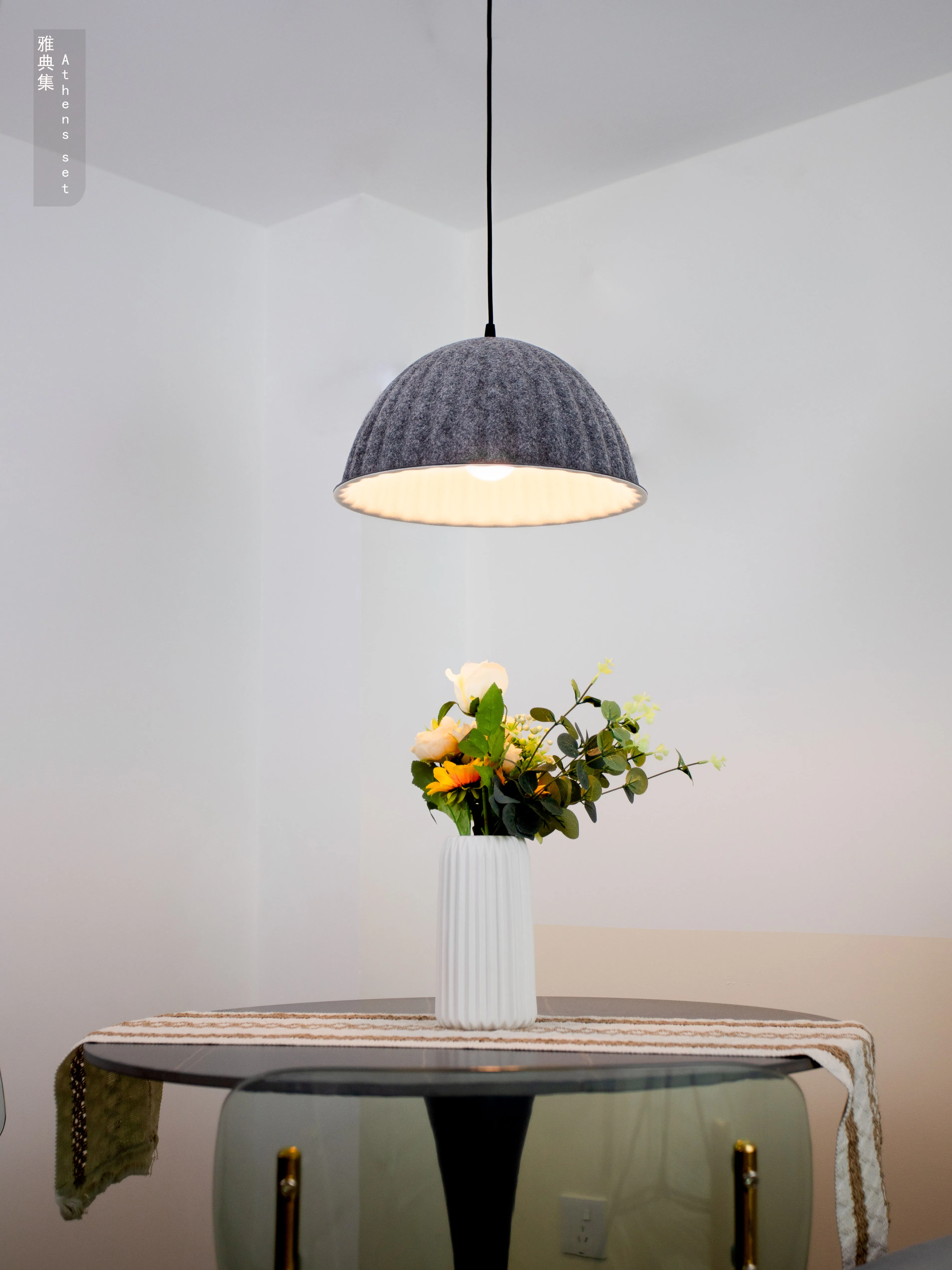 

Nordic Semicircular Restaurant Chandelier Bedroom Living Room Designer Creative Bar Simple Modern Homestay Felt Chandelier