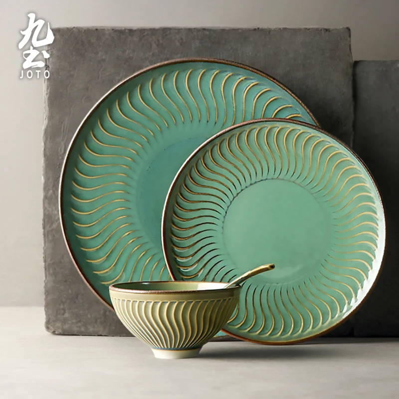 

JOTO Прозрачные текстуры Винтажная керамическая посуда ручной работы CJR0554