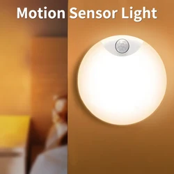 Rechargeable Round LED Night Lamp Motion Sensor Light for Cabinet Stairs Hallway Kitchen Bedroom Night Emergency Lighting