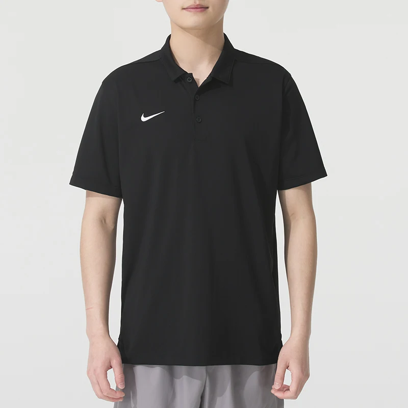 nike-t-shirt-black-polo-shirt-men's-daily-short-sleeved-quick-drying-lapel-t-shirt-ib8831-010