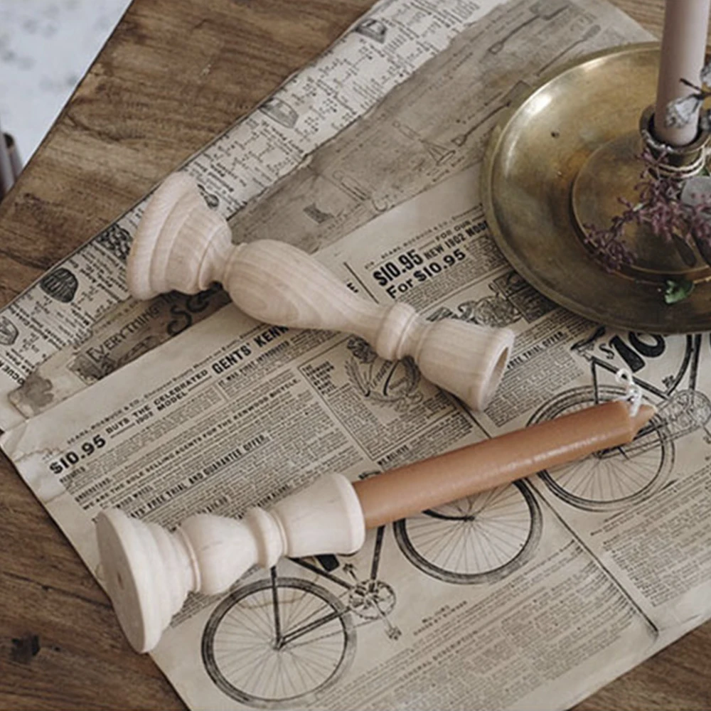 Wooden Candlesticks Unfinished DIY Classic Craft Candle Holders for Paint or Living Room Home Wedding Holiday Decorations