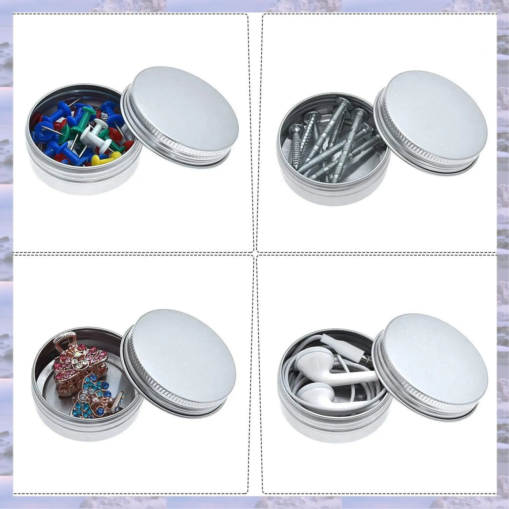 

80X Screw Top Round Aluminum Tins Cans - Aluminum Screw Lid Round Tin Container Bottle