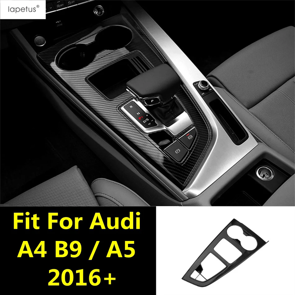 Center Console Gear Shift Panel Water Cup Frame Multimedia Handrest Cover Trim ABS Accessories For Audi A4 B9 / A5 2016 - 2019