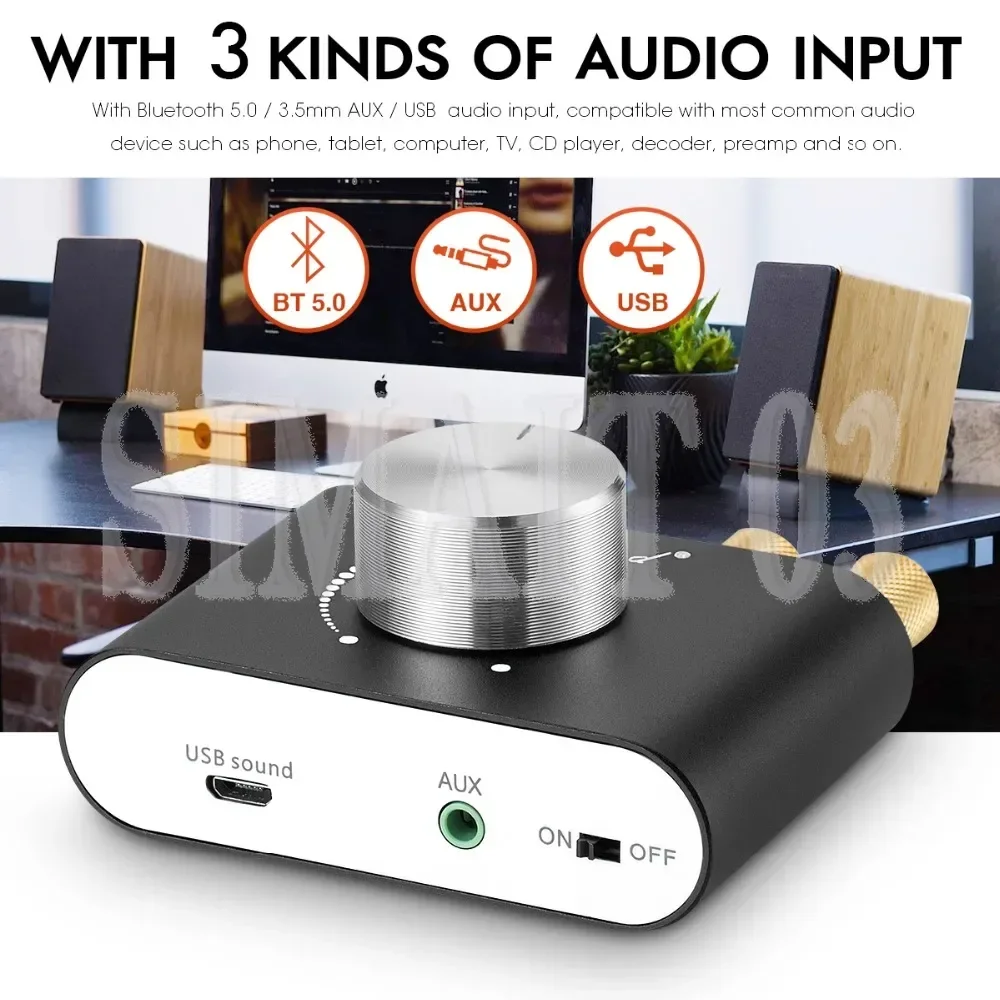 Mini Bluetooth 5.0 HiFi Amplifier 50W×2 Stereo Digital Sound Amp with TPA3116 for Home Car Audio Speaker