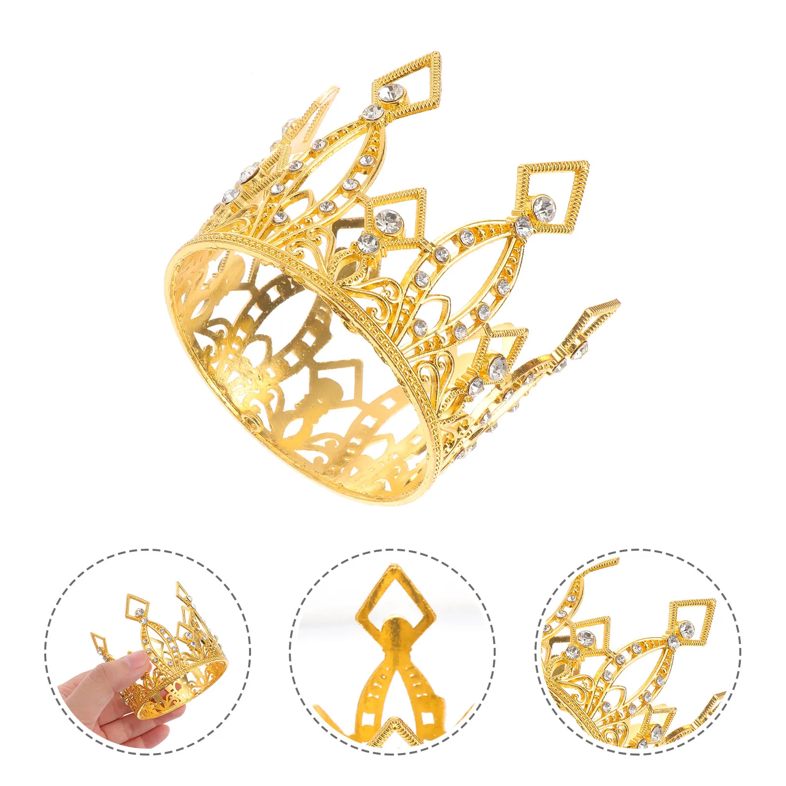 

Decoration Crown Alloy Rhinestone Tiara For Birthday Wedding Party Birthday Cake Decoration Crown Cake Ornament