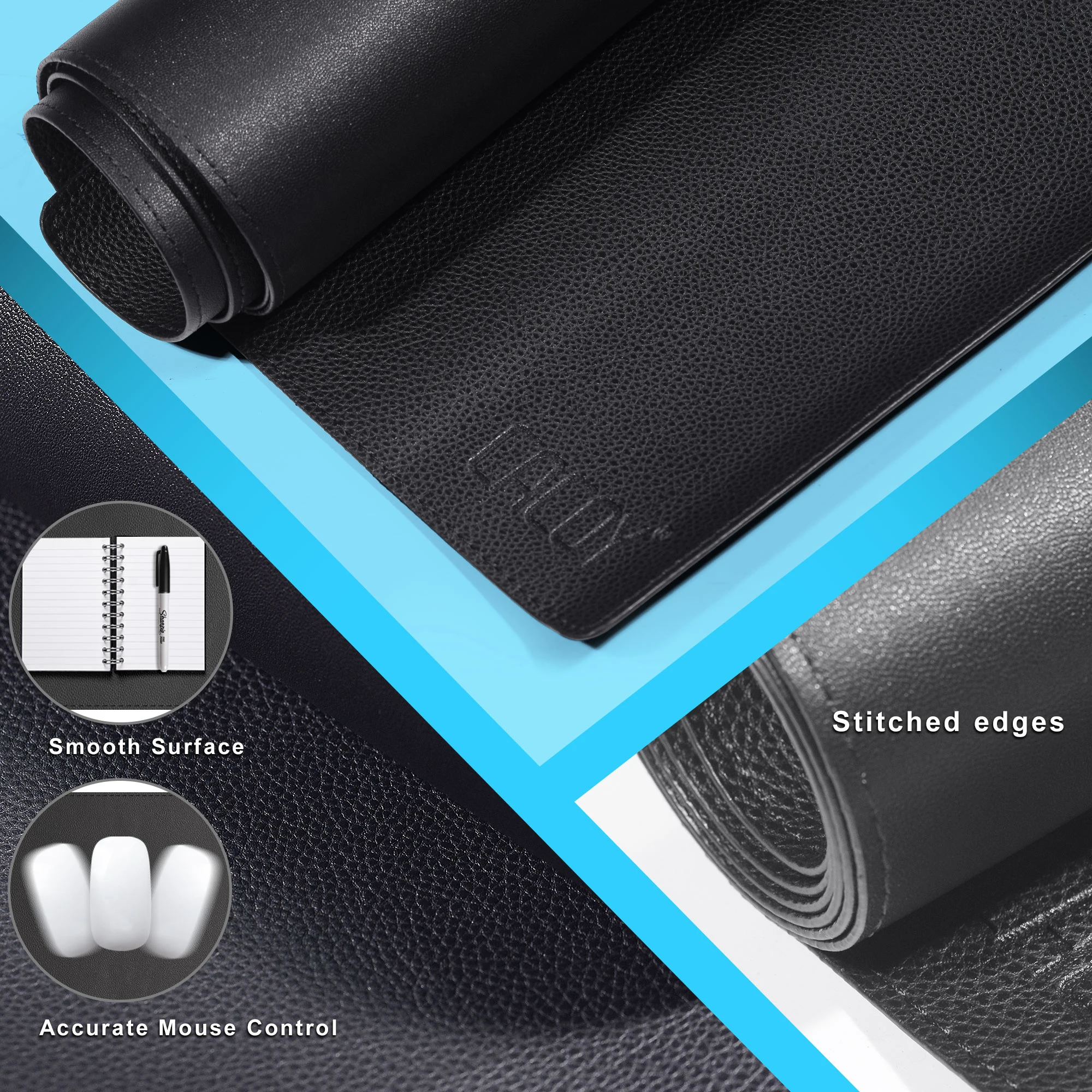 Cacoy Leather Desk Pad Waterproof PU Leather Mouse Pad Desk Mat Protector Cover Large Computer Mousepad for Desk PC Keyboard Mat