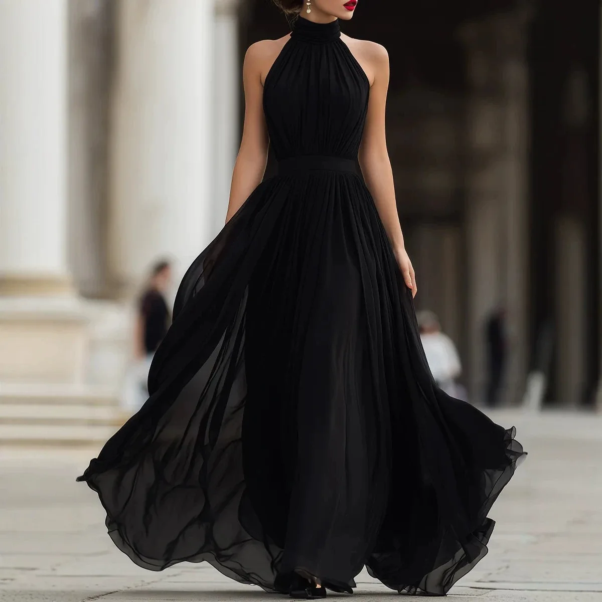 Modern Black Halter long skirt Korea Wedding Dresses Photos Shoot Sleeveless Wedding Party Gownt Bridal Gown Customized
