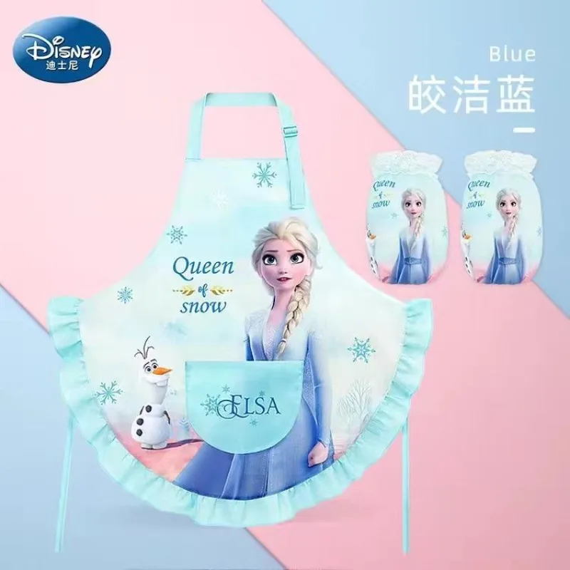 مجموعة مريلة ديزني سيريز إلسا للأطفال لطيفة وناعمة ومريحة ومقاومة للماء وقذرة ونمط كرتوني سهلة التنظيف #6