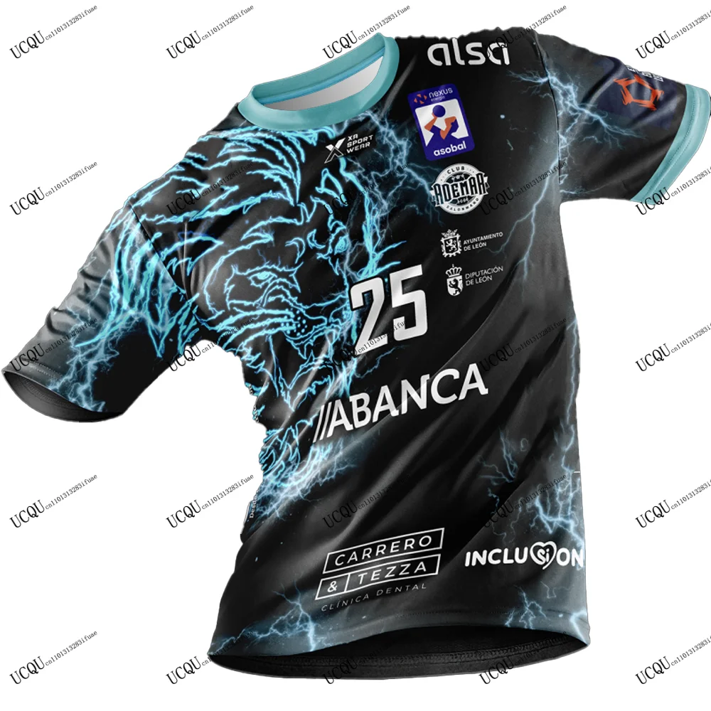 ABANCA Ademar Lyon 2025-26 جديد وصول اسبانيا كرة اليد جيرسي ثلاثية الأبعاد مطبوعة تي شيرت غير رسمي المنزل بعيدا الكبار أطفال للجنسين اليورو كيت
