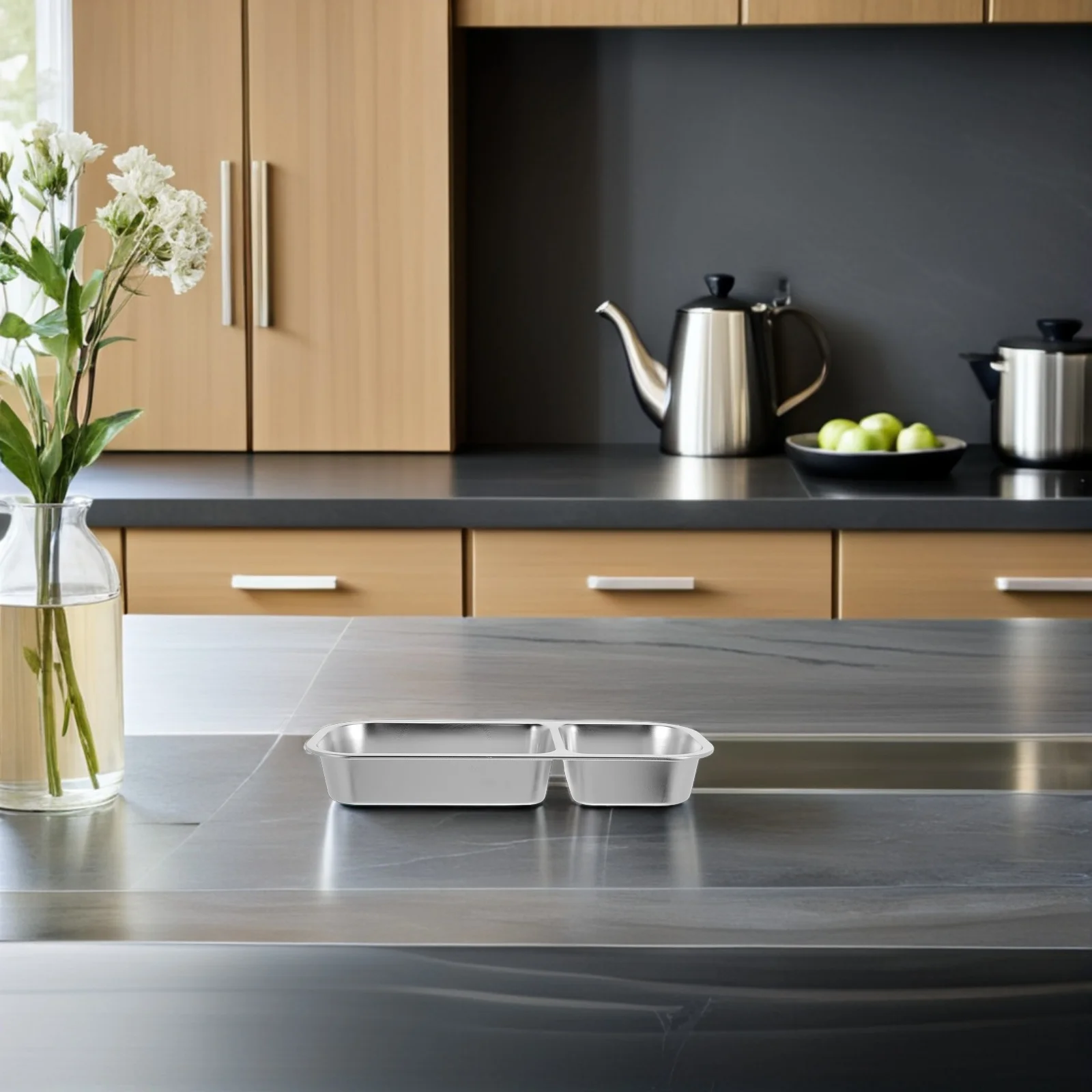 

Разделенный ланч-бокс из нержавеющей стали, 700 мл, контейнер для бенто с двойным отделением, герметичный для школы, офиса, путешествий, закусочного салата