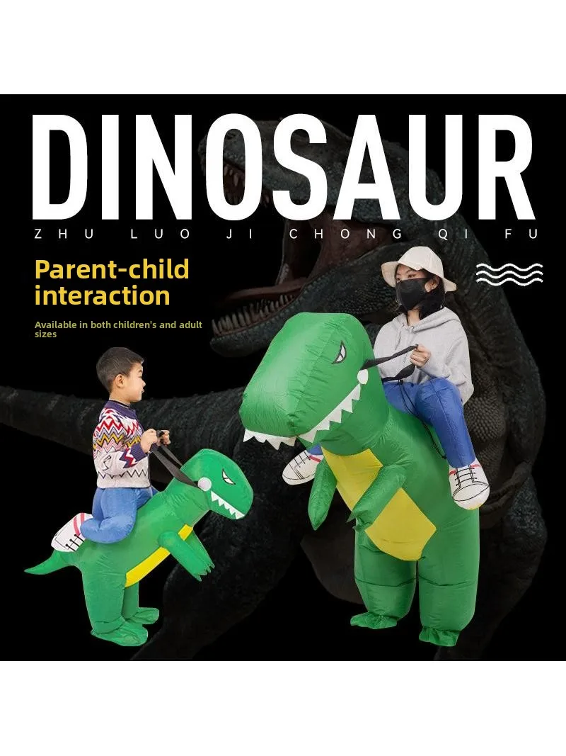 

loween Funny Dinosaur Iatable Costume Children Adults Performance Suit Cartoon Sle Kids Adults Riding Dinosaur Outfit