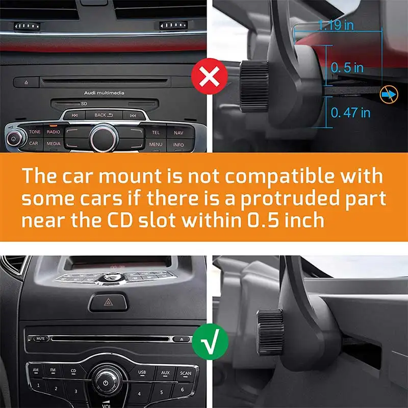 Universal Car CD Slot Phone Mount accessories 17mm ball Holder Stand Cradle for Mobile Phone Cell Phone