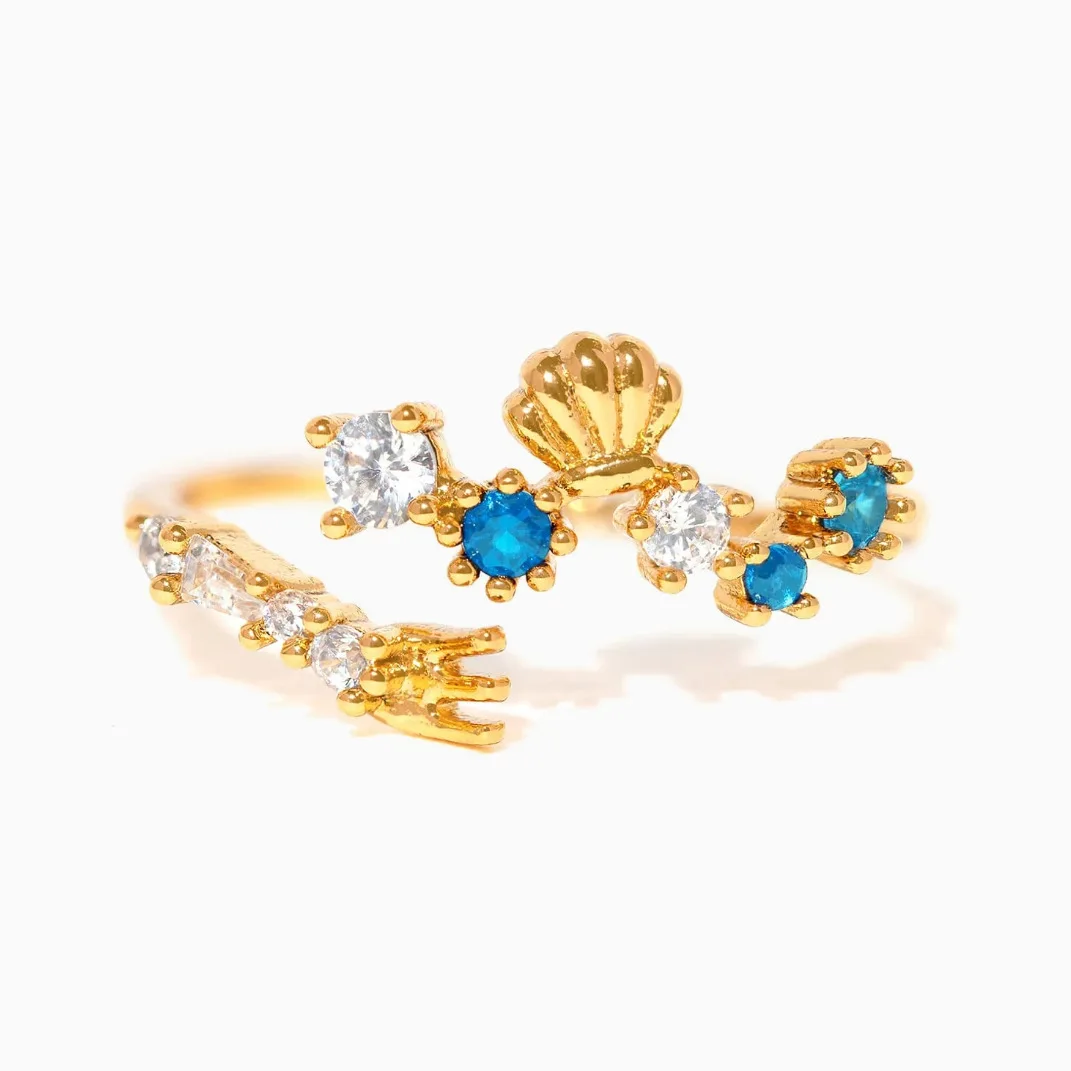 New ins Cute Colorful Zircon Princess Ring For Women Girl Fashion Vintage Heart Zircon Animal Adjustable Rings Jewelry Gift