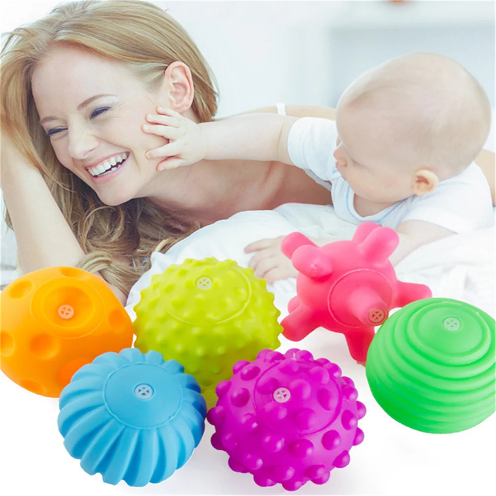 Baby Ball Sensory Toys Hands Touch Tactile Toys Soft Massage Ball Teether Infant Senses Development Baby Bath Toys 0 12 Months