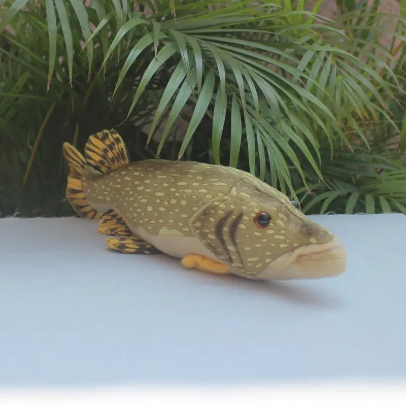 Simulated Animal Dog Fish Esox Lucius Northern Pike Freshwater Cold River Wild Nature Model Plush Toy Stuffed Doll Boy Girl Gift