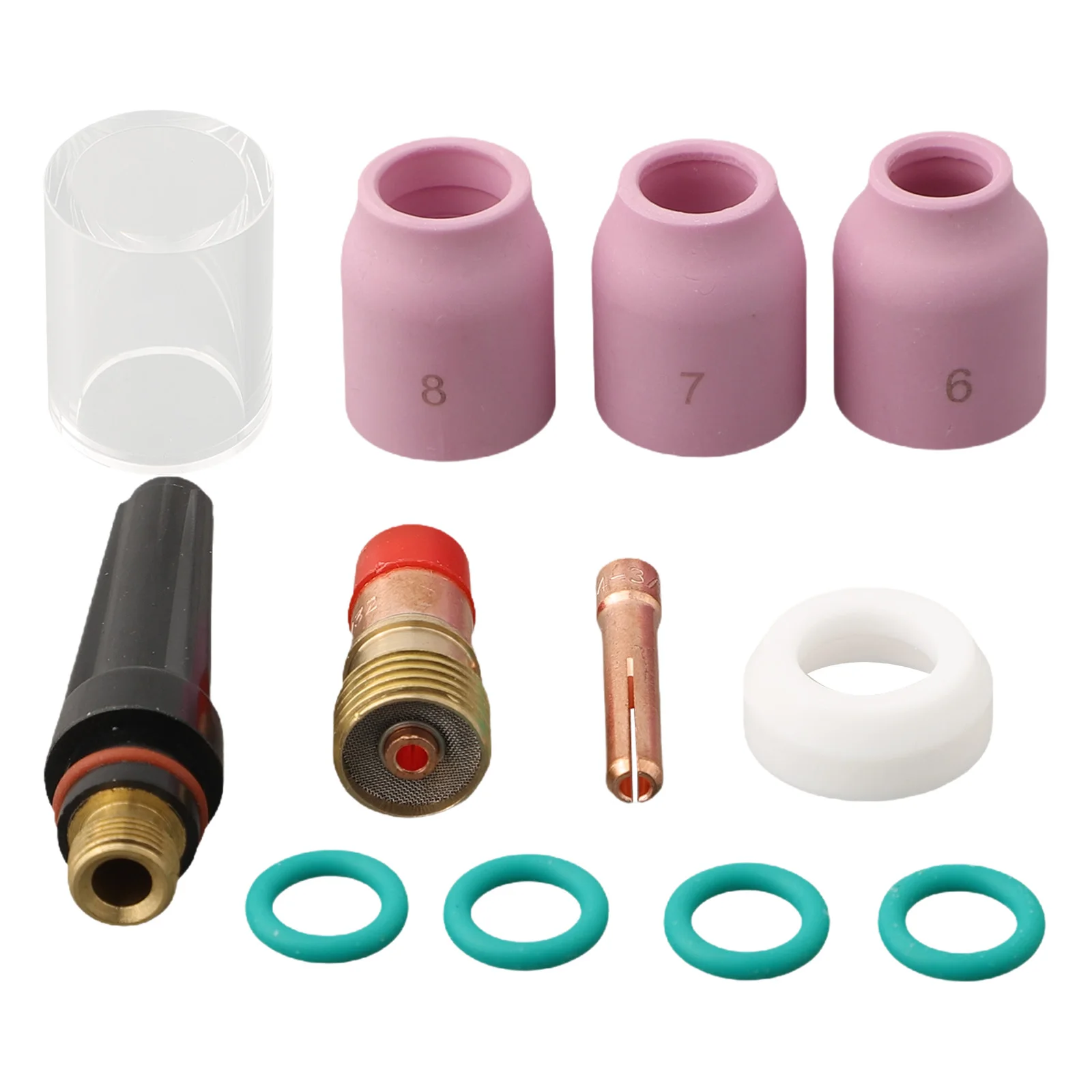 

12pcs TIG Welding Nozzle Kit with 17GL332 For Stubby Gas Lens & 10 Cup Alumina Nozzles for Comprehensive Welding Solutions