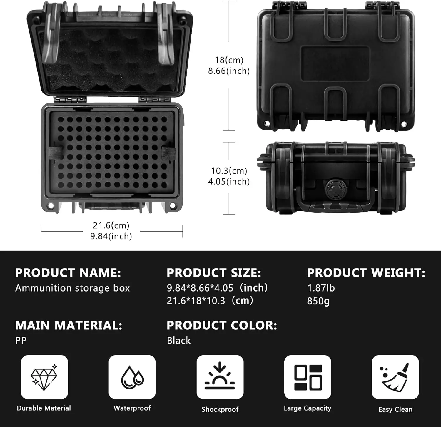 9mm Ammo Box Bullet Case Tactical 9x19mm Ammunition Storage Box 192/99 Rounds Ammo Organizer for .380 ACP, .30 Luger, .32 S&W view 4
