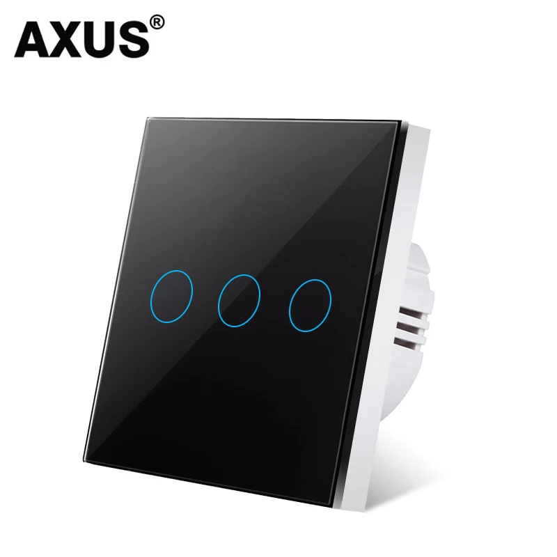 AXUS EU Touch Schakelaar AC100-240V Power LED 1/2/3 Gang Kristallen Glazen Paneel Wandlamp Lichtschakelaar Sensor schakelaars Interruttore
