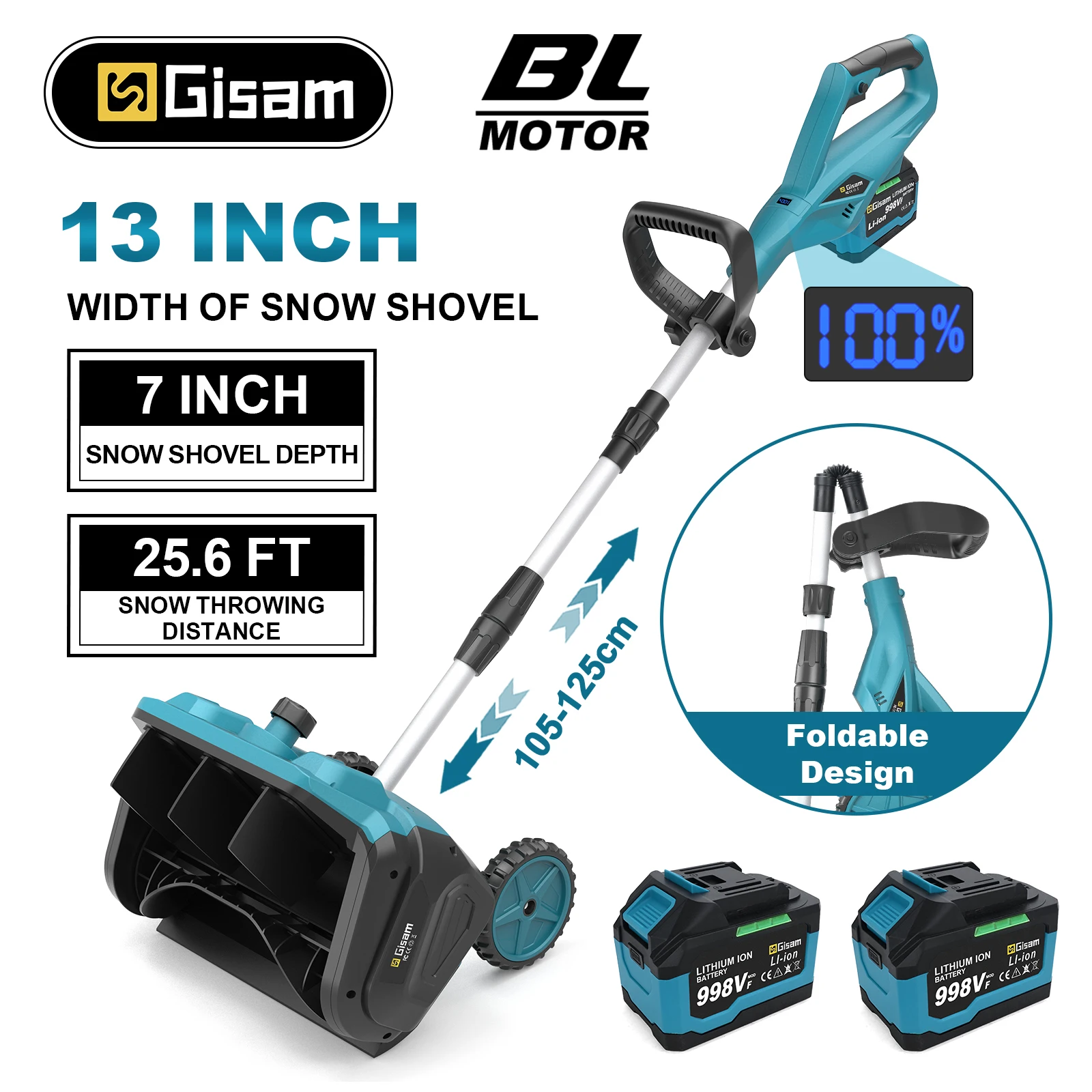 G perfil 13 Zoll bürstenloser elektrischer Schneepflug Schneekehrmaschine Akku-Sauberes Straßenhof-Elektrowerkzeug für Makita 18 V Akku-Pin