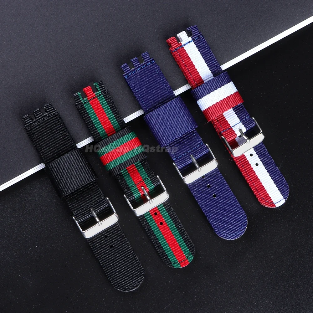 Nylon Strap for SWATCH Replacement Watch Band 17mm 19mm 20mm Canvas Universal Wristband for Men Women Sport Fabric Bracelet image 2
