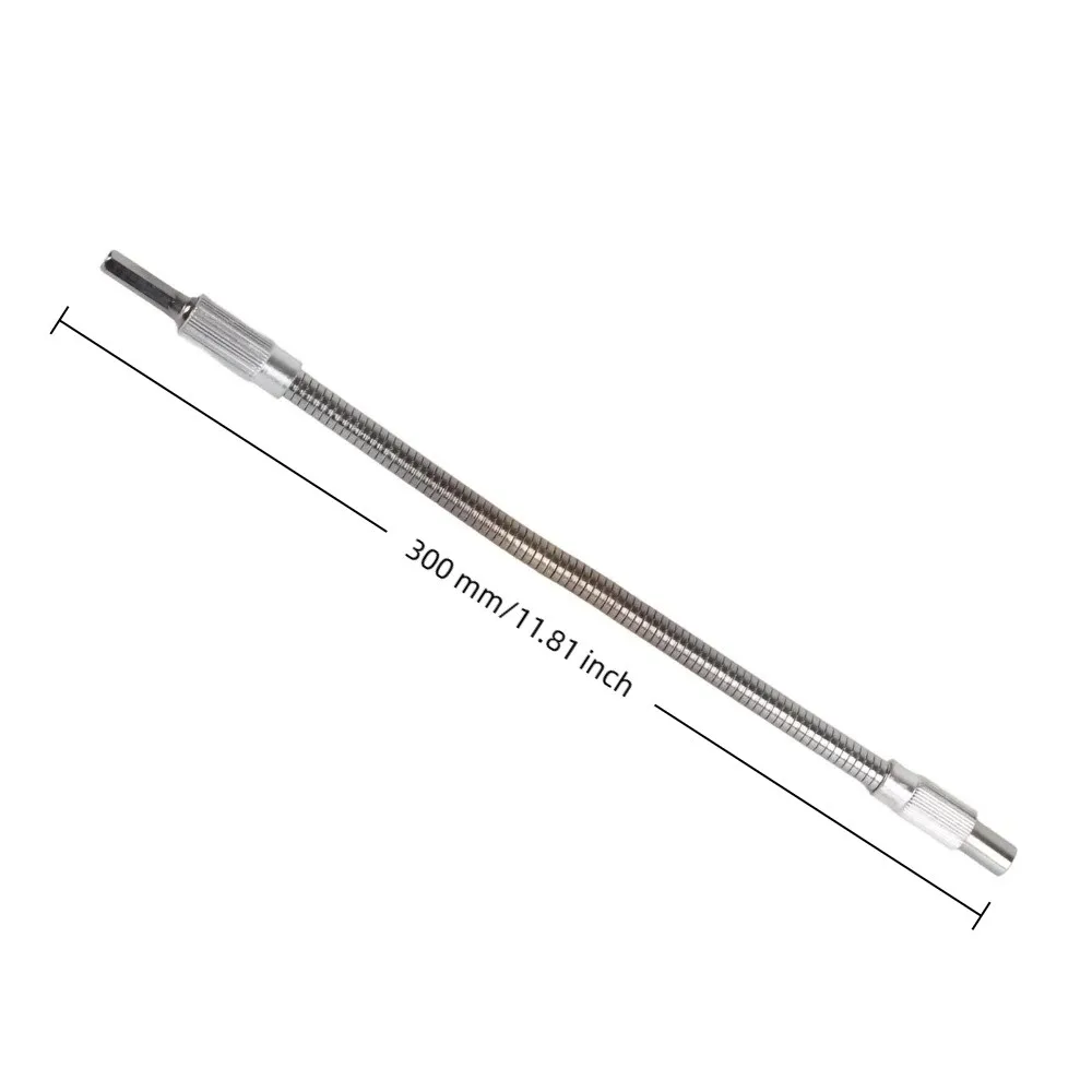 300mm Length Flexible Drill Bit Extension 1/4 Inch Hex Shank 11.8 Inch Bendable Screwdriver Bit Link 360° Bendability