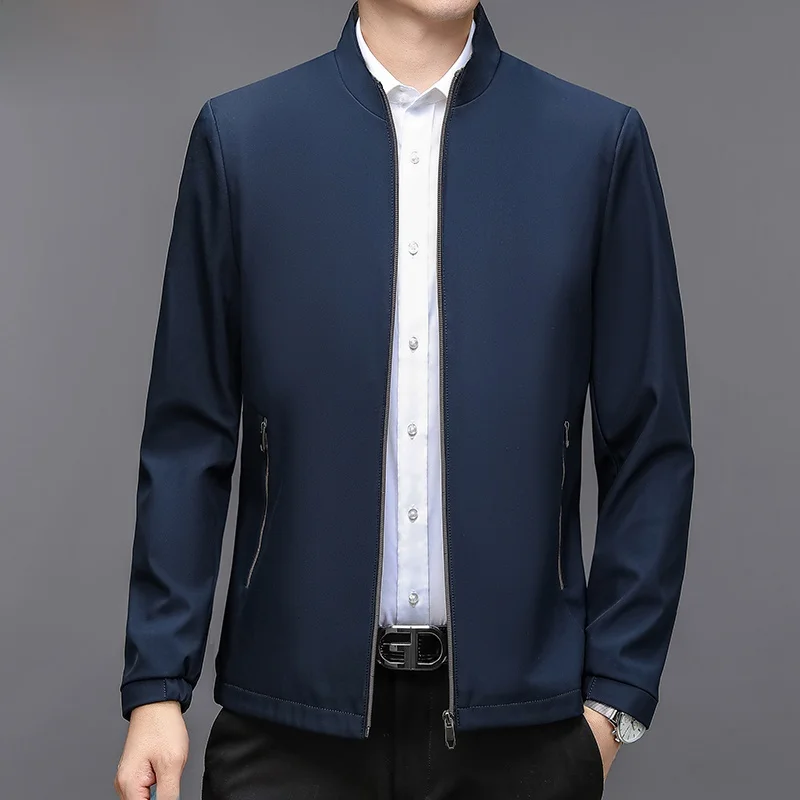 

Busin повседневная куртка с воротником-стойкой, тонкая верхняя одежда, топ для мужчин среднего возраста, весна-осень, Новое поступление, одежда для папы HongiNuo