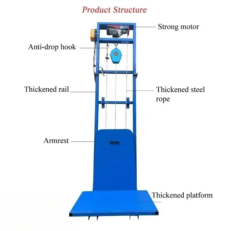 Small 1-2 Person Simple 2M 3M 5M 8M 2 Floor Mobile Mini Wire Control Electric Wire Rope Lift Home Warehouse Customizable