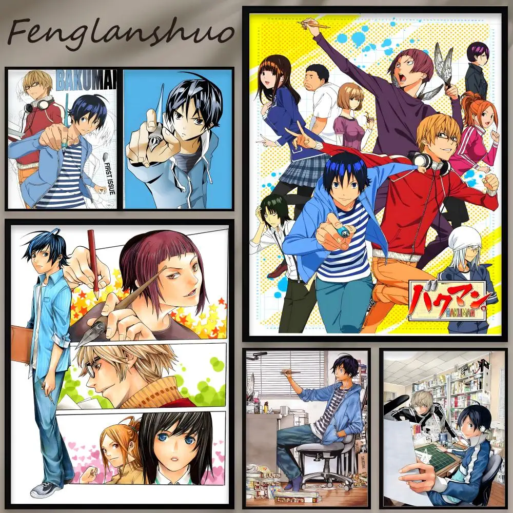 Póster de anime popular B-Bakuman, calcomanías de pared elegantes e impermeables, autoadhesivas, para uso en todas las habitaciones, opción de regalo perfecta