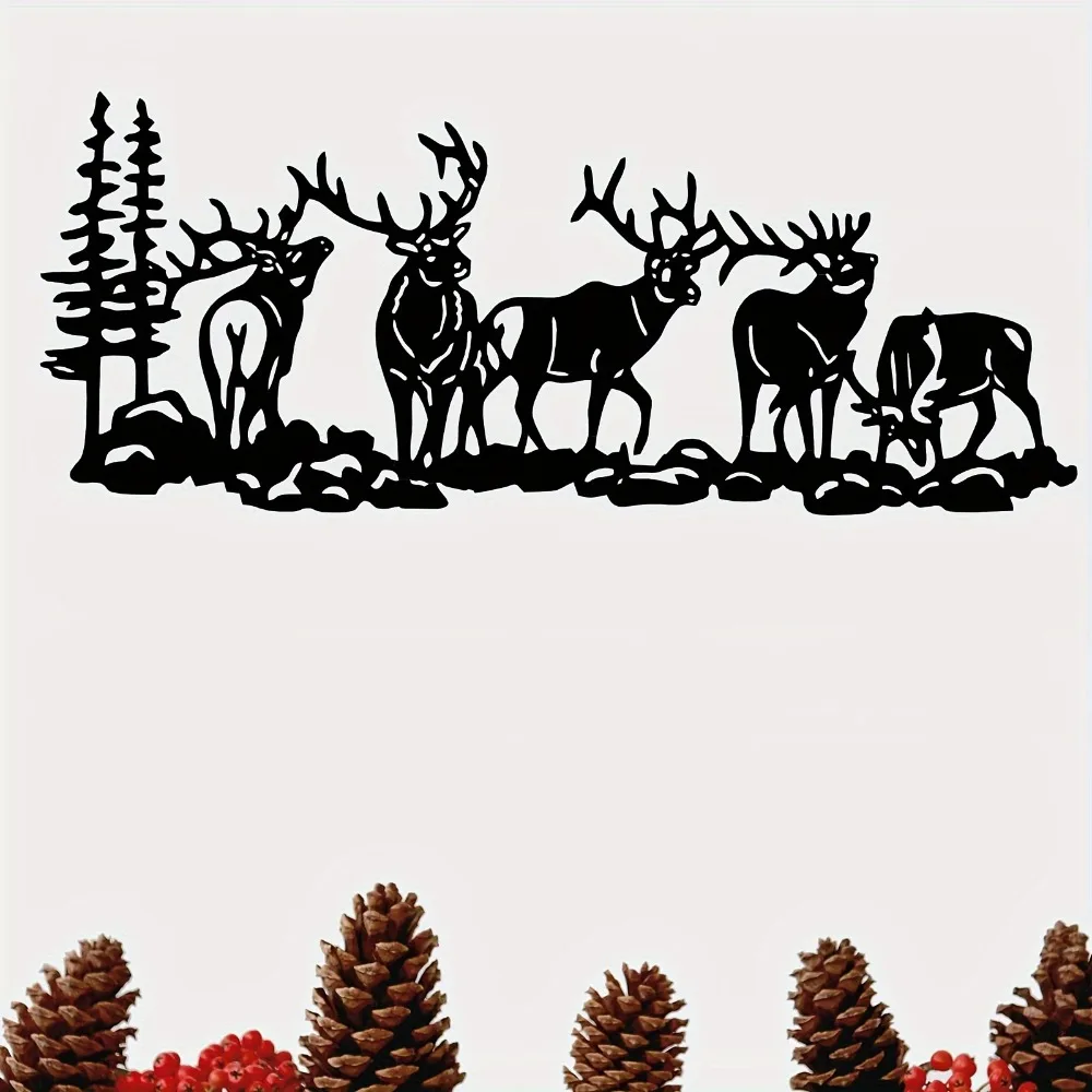1/2 Pcs Deer Metal Wall Art Indoor Outdoor Hanging Ornament Perfect Home Holiday Gift Decor