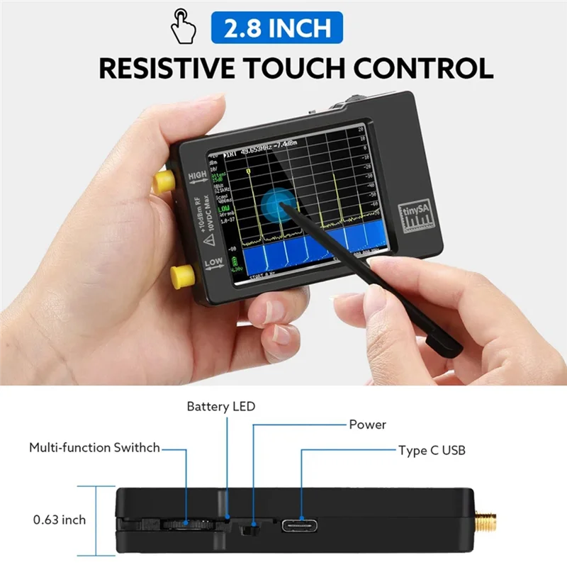

A23I-Hand Tiny Spectrum Analyzer 2.8 Inch Display 100Khz To 960Mhz With ESD Proteced Version Spectrum Analyzers
