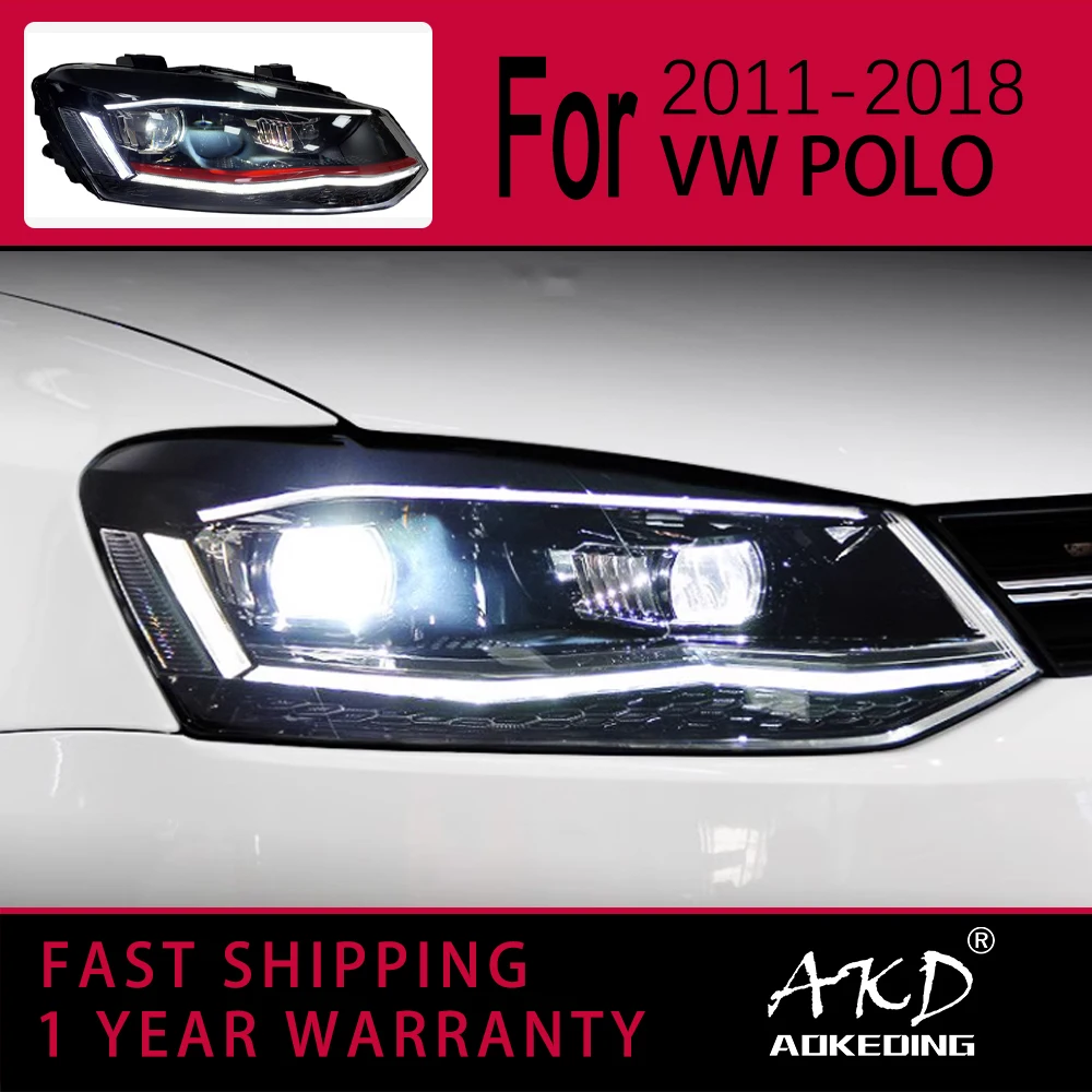 Car Lights for VW POLO Headlight 2011-2018 Head Lamp Drl Projector Lens Automotive Accessories