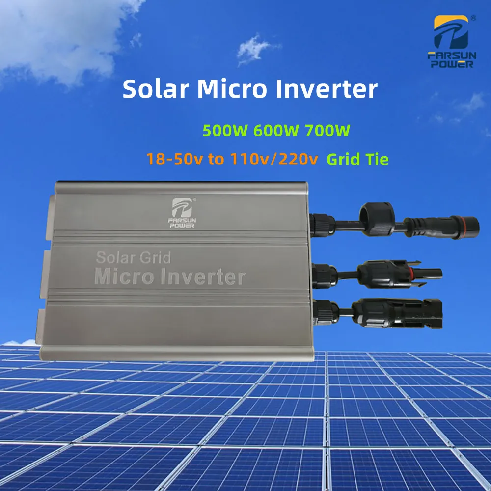 

MPPT 500w 600w 700w Solar Micro Inverter 18-50V To 110V-230V On Grid 50/60HZ Output Home Mini Grid Tied PV Panel MicroInverter