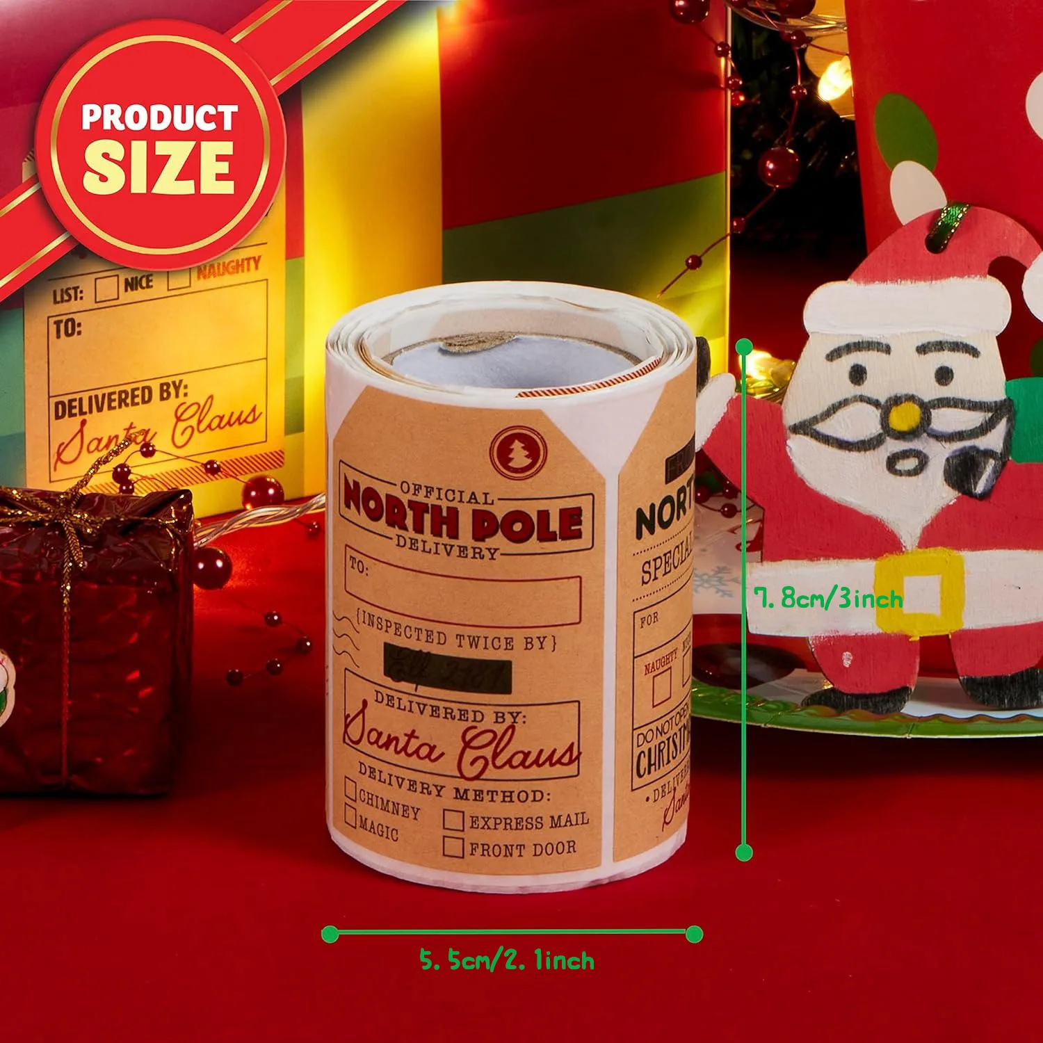 هدية عيد الميلاد ملصقات العلامات 200 قطعة عيد الميلاد كرافت التسمية سانتا هدية ملصقات ل المغلف القطب الشمالي العلامات من سانتا حفلة صالح