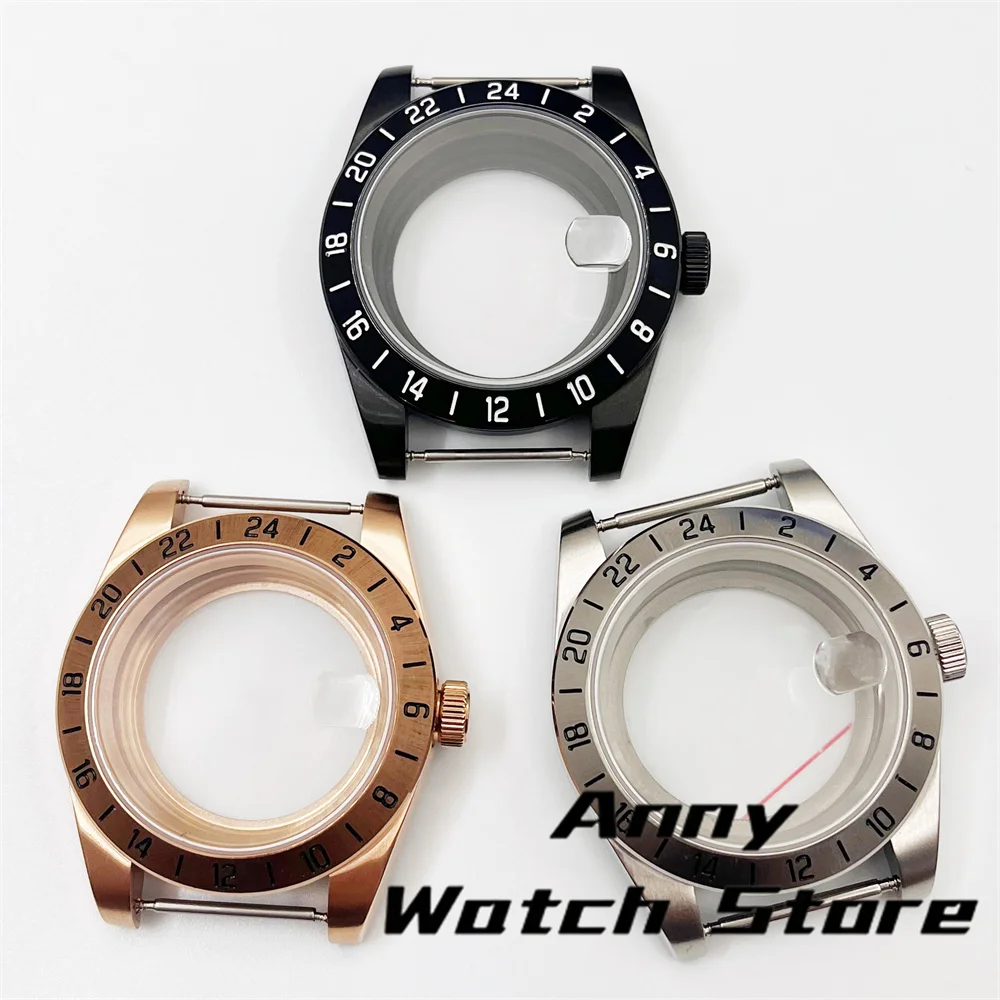 39mm Silver rose gold   gold Sterile Watch Case Sapphire Glass Fixed Bezel Fit NH34 NH35 NH36 ETA2824 PT5000 movement Waterproof